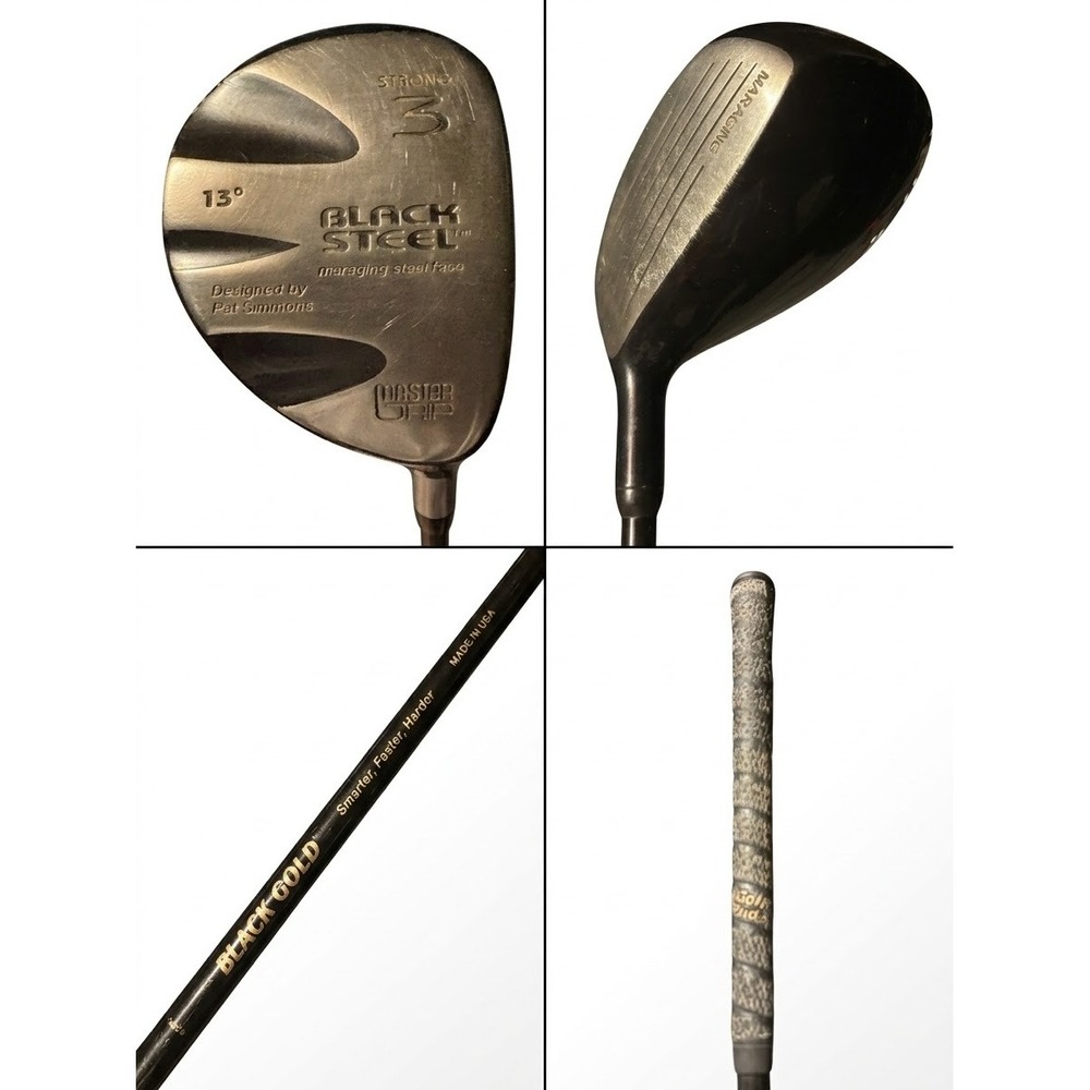 Master Grip Black Steel Strong 3 Wood 13 Degree Pat Simmons Black Gold Graphite
